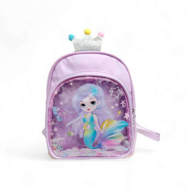 Παιδική Τσάντα Κορίτσι Backpack Γοργόνα με Glitter Στέμμα Μοβ