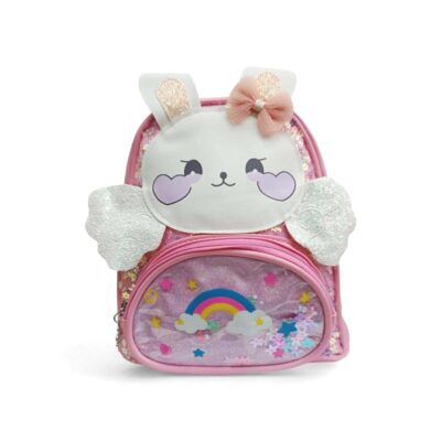 C8228-63 Παιδική Τσάντα Κορίτσι Backpack Κουνελάκι με Αυτάκια και Glitter Ροζ