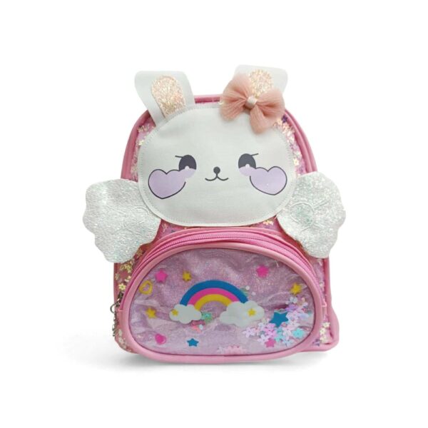 Παιδική Τσάντα Κορίτσι Backpack Κουνελάκι με Αυτάκια και Glitter Ροζ