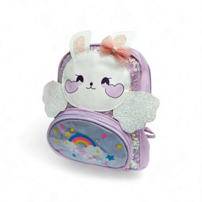 C8228-64 Παιδική Τσάντα Κορίτσι Backpack Κουνελάκι με Αυτάκια και Glitter Μοβ