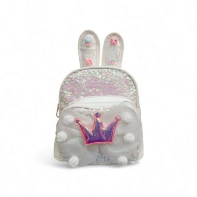 C8228-66 Παιδική Τσάντα Κορίτσι Backpack με Αυτάκια και Στέμμα White