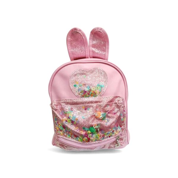 Παιδική Τσάντα Κορίτσι Backpack με Αυτάκια και Καρδιά Glitter Pink