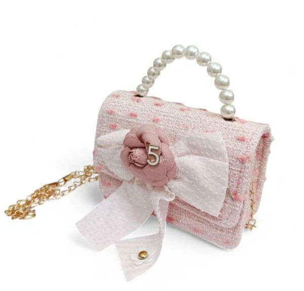 Παιδική Τσάντα Βόλτας Κορίτσι με Φιόγκο και Λουλούδι Pink