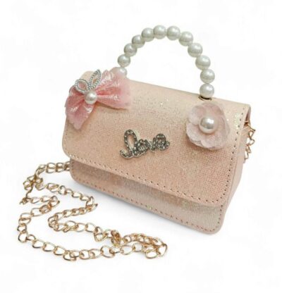 Παιδική Τσάντα Βόλτας Κορίτσι με Φιόγκο και Λουλούδι Coral