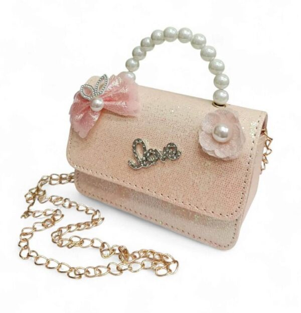 Παιδική Τσάντα Βόλτας Κορίτσι με Φιόγκο και Λουλούδι Coral