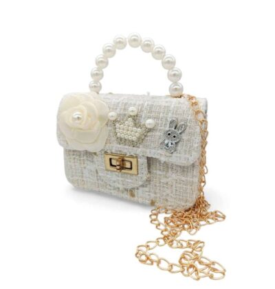 Παιδική Τσάντα Βόλτας με Λουλούδι και Στέμμα Beige