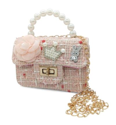 Παιδική Τσάντα Βόλτας με Λουλούδι και Στέμμα Pink