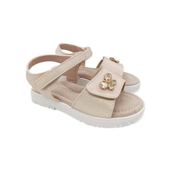 Zak Shoes Παιδικό Ανατομικό Πέδιλο Κορίτσι με Strass Πεταλούδα Nude