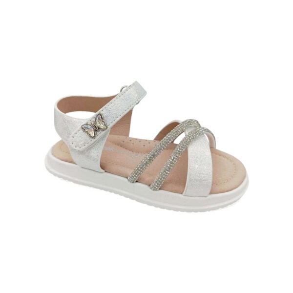 Zak Shoes Παιδικά Βρεφικά Ανατομικά Πέδιλα με Strass Πεταλούδα White