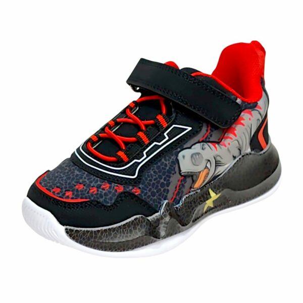 Παιδικό Αθλητικό Sneaker Dinosaur με Φωτάκια για Αγόρι Black/Red
