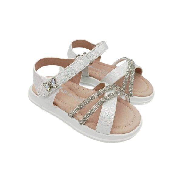 Zak Shoes Παιδικά Βρεφικά Ανατομικά Πέδιλα με Strass Πεταλούδα White