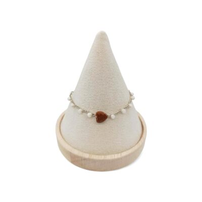 Χειροποίητο Βραχιόλι Κροσέ Ίασπις Καρδιά και Κρύσταλλα