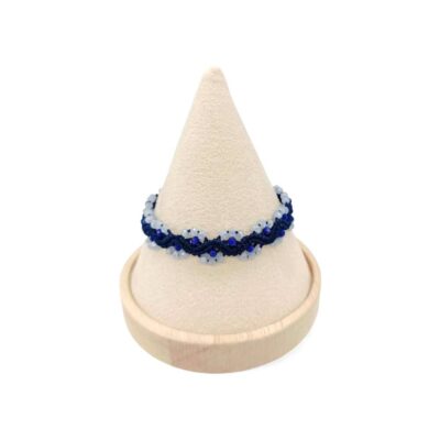 Χειροποίητο Βραχιόλι Μακραμέ Λουλούδι με Μπλε Κρύσταλλα