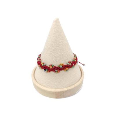 Χειροποίητο Βραχιόλι Μακραμέ Λουλούδι με Πολύχρωμα Κρύσταλλα