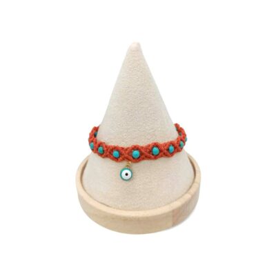 Χειροποίητο Βραχιόλι Μακραμέ Κόκκινο με Ατσάλι Ματάκι