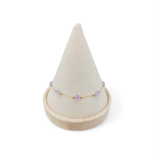 Γυναικείο Βραχιόλι από Ανoξείδωτο Ατσάλι Με Λουλούδι Clover Μοβ