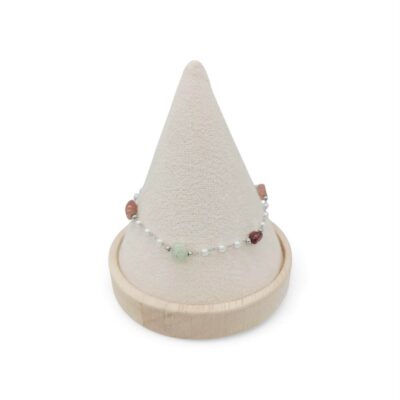 Γυναικείο Βραχιόλι από Ανoξείδωτο Ατσάλι Με Πολύχρωμες Πέτρες Αχάτη και Πέρλες