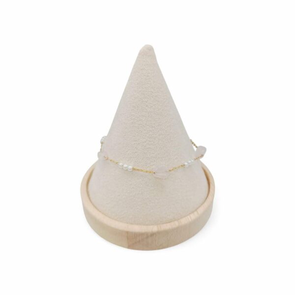 Γυναικείο Βραχιόλι από Ανoξείδωτο Ατσάλι Με Ροζ Αχάτη και Πέρλες