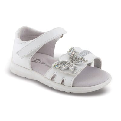 Zak Shoes Παιδικά Βρεφικά Ανατομικά Πέδιλα Κορίτσι με Strass Πεταλούδα White