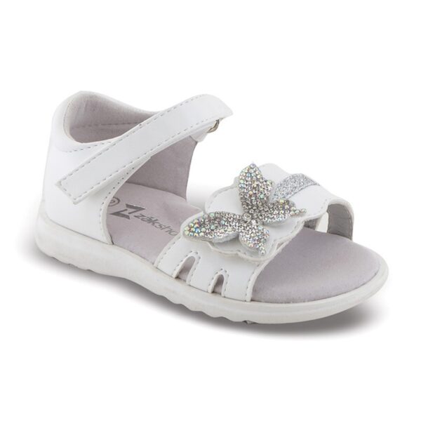 Zak Shoes Παιδικά Βρεφικά Ανατομικά Πέδιλα Κορίτσι με Strass Πεταλούδα White
