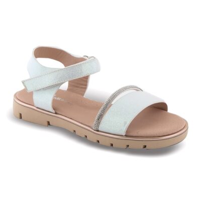 Zak Shoes Παιδικό Ανατομικό Πέδιλο Κορίτσι με Strass White