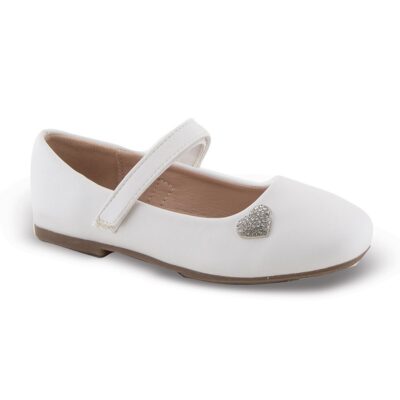 Zak Shoes Παιδικές Ανατομικές Μπαλαρίνες Strass Καρδιά White