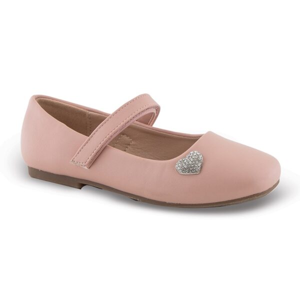 Zak Shoes Παιδικές Ανατομικές Μπαλαρίνες Strass Καρδιά Nude