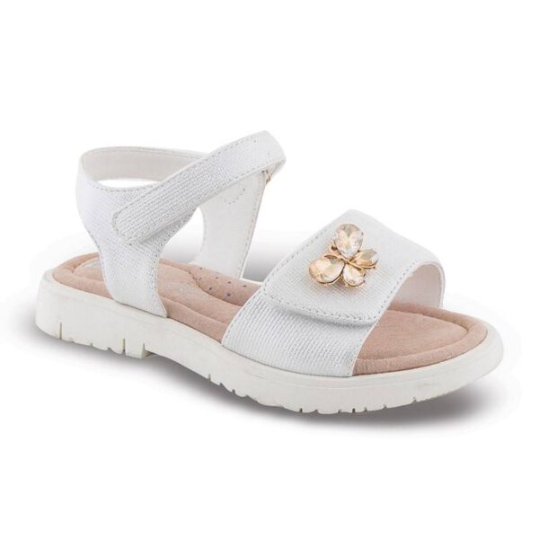 Zak Shoes Παιδικό Ανατομικό Πέδιλο Κορίτσι με Strass Πεταλούδα White