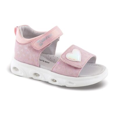 Smart Kids Παιδικά/Βρεφικά Ανατομικά Πέδιλα Με Φωτάκια και Καρδιά Glitter Pink