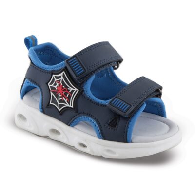 SD29115-1 Zak Shoes Παιδικά Ανατομικά Πέδιλα Για Αγόρια Με Φωτάκια Navy Αράχνη