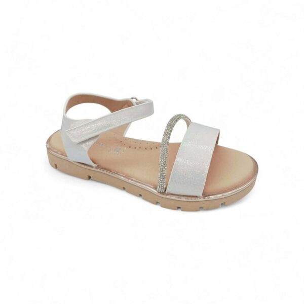 Zak Shoes Παιδικό Ανατομικό Πέδιλο Κορίτσι με Strass White