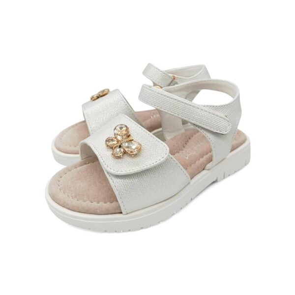 Zak Shoes Παιδικό Ανατομικό Πέδιλο Κορίτσι με Strass Πεταλούδα White