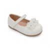 Zak Shoes Βρεφικές/Παιδικές Ανατομικές Μπαλαρίνες με Λουλούδια και Strass Λουστρίνι Off White