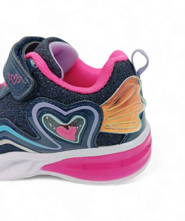 Παιδικά Αθλητικά Sneakers Φωτάκια με Φτερό και Καρδιά Blue/Fuxia