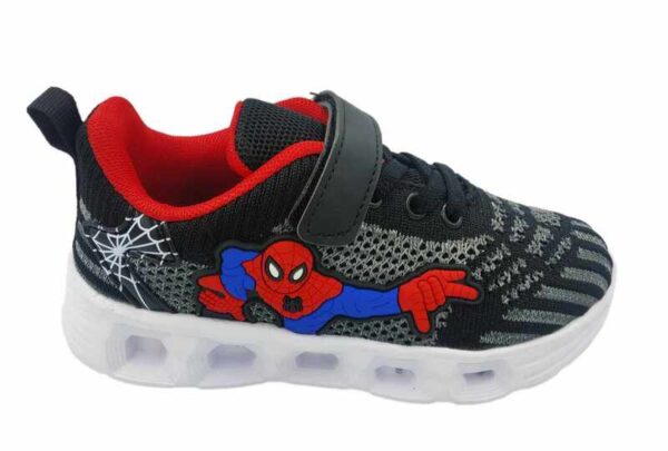 Παιδικό Αθλητικό Sneaker Spiderman με Φωτάκια για Αγόρι Black/White