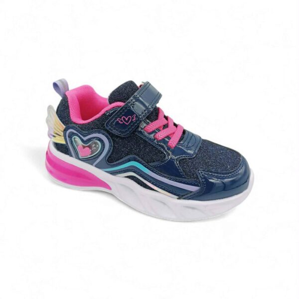 Παιδικά Αθλητικά Sneakers Φωτάκια με Φτερό και Καρδιά Blue/Fuxia