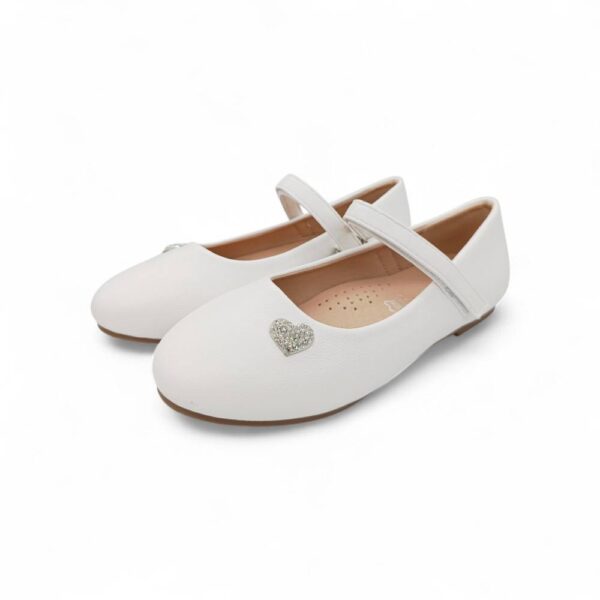 Zak Shoes Παιδικές Ανατομικές Μπαλαρίνες Strass Καρδιά White