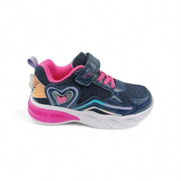 Παιδικά Αθλητικά Sneakers Φωτάκια με Φτερό και Καρδιά Blue/Fuxia