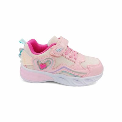 Bacio&Bacio Παιδικά Αθλητικά Sneakers Φωτάκια με Φτερό και Καρδιά Pink