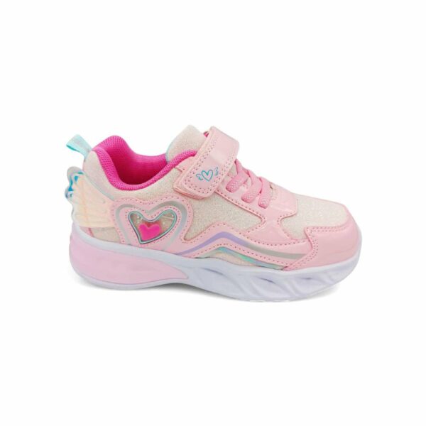 Παιδικά Αθλητικά Sneakers Φωτάκια με Φτερό και Καρδιά Pink