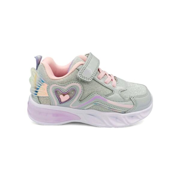 Παιδικά Αθλητικά Sneakers Φωτάκια με Φτερό και Καρδιά Silver/Purple