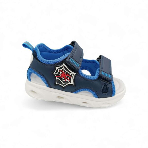 Zak Shoes Παιδικά Ανατομικά Πέδιλα Για Αγόρια Με Φωτάκια Navy Αράχνη