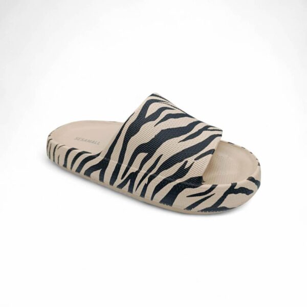 Sesamall Γυναικείες Καλοκαιρινές Παντόφλες Zebra Beige