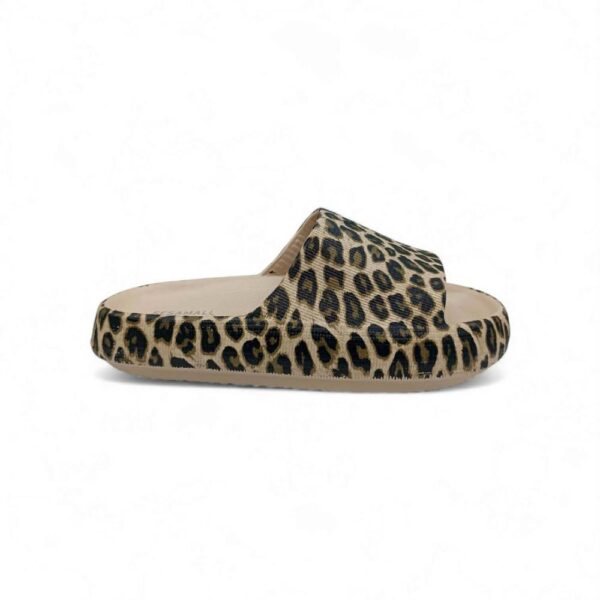 Sesamall Γυναικείες Καλοκαιρινές Παντόφλες Leopar Beige