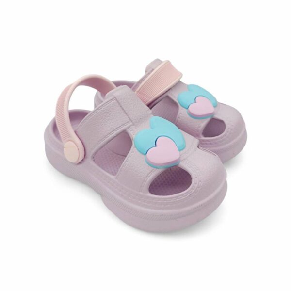 Jomix Shoes Παιδικές Παντόφλες Σαμπό Θαλάσσης Με Κράτημα Στη Φτέρνα Λιλά Καρδούλες (ΜΕΓΑΛΗ ΦΟΡΜΑ)
