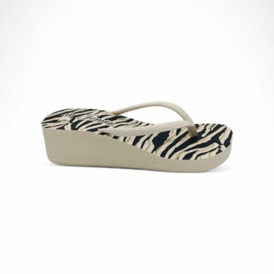 Jomix Γυναικείες Καλοκαιρινές Σαγιονάρες Με Τακούνι Beige Zebra