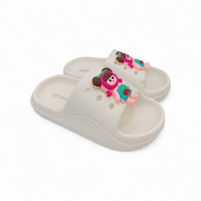 Sesamall Παιδικές Σαγιονάρες Slide Hello Κοριτσάκι White