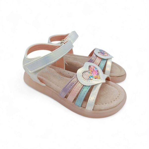 Zak Shoes Παιδικό Ανατομικό Πέδιλο Κορίτσι Καρδούλα με Φωτάκια White