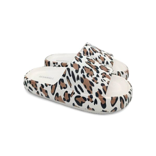 Sesamall Γυναικείες Καλοκαιρινές Παντόφλες Leopar White