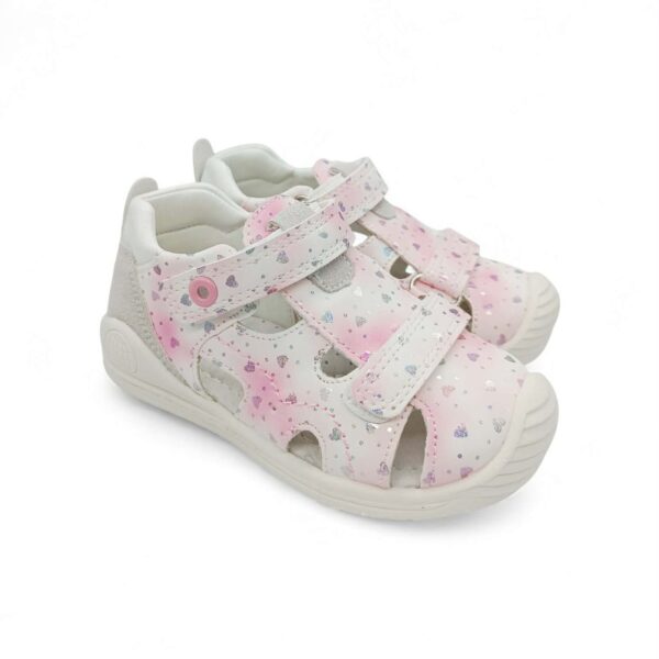 Zak Shoes Παιδικά Βρεφικά Ανατομικά Παπουτσοπέδιλα με Glitter Καρδούλες White